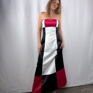 Vintage Jessica McClintock for Gunne Sax Strapless Gown in Black Red Size 2‎